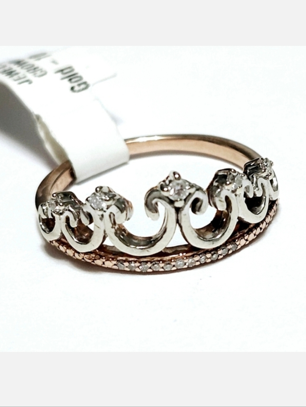 10K Gold Diamond Crown Tiara Ring